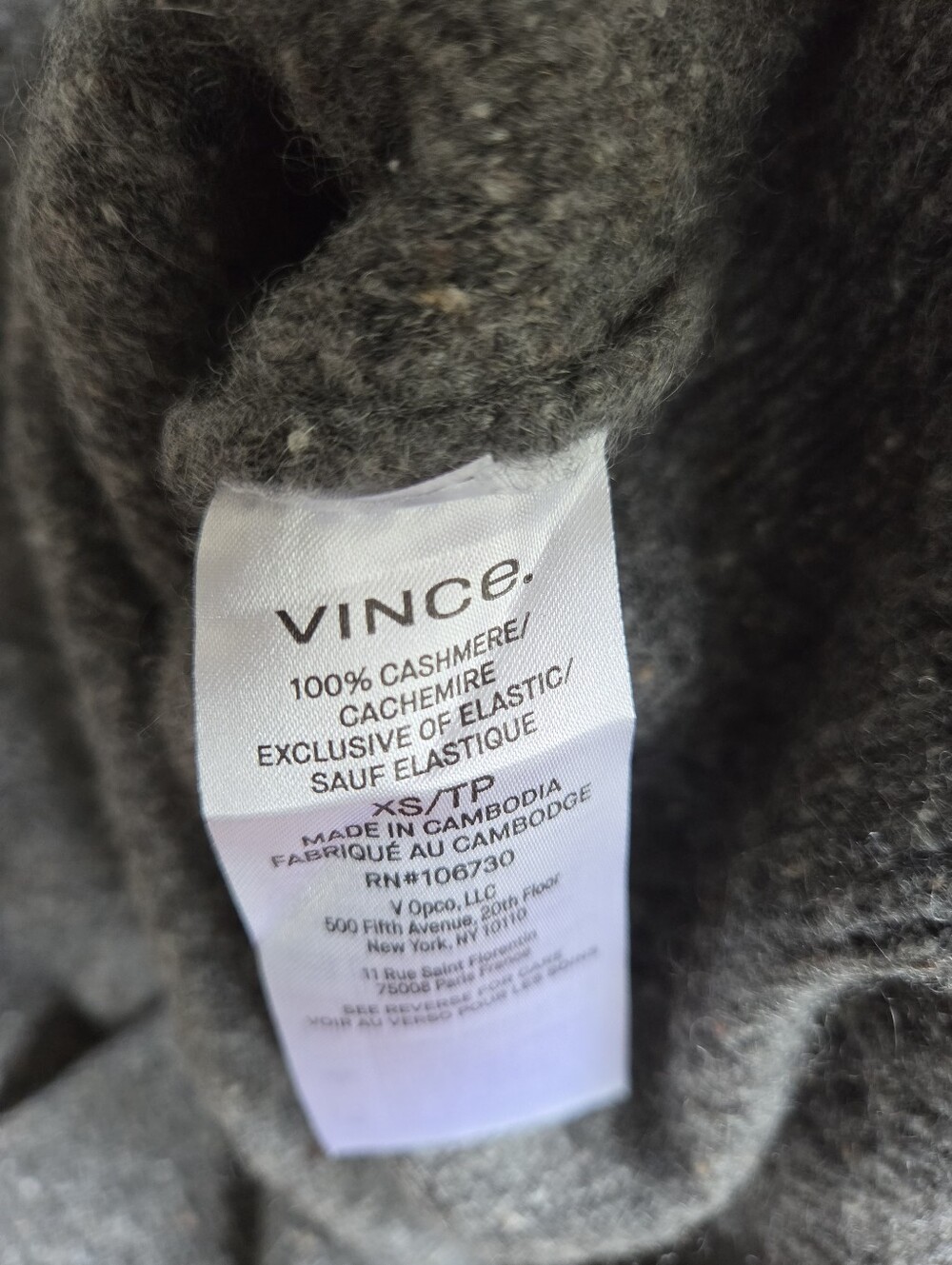 Vince Plush Cashmere Funnel-Neck Sweater Heather Graphite Size XS - Picture 9 of 9